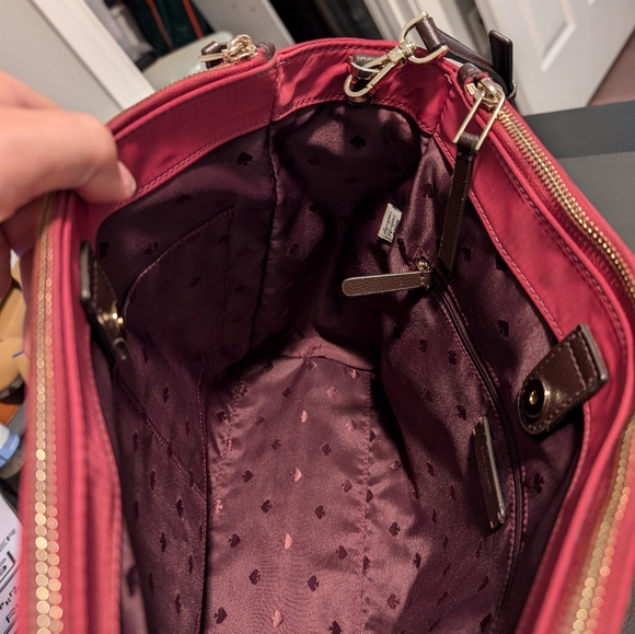 Kate Spade Dawn M Satchel Nylon Bag Rhubarg Tart - Picture 6 of 15